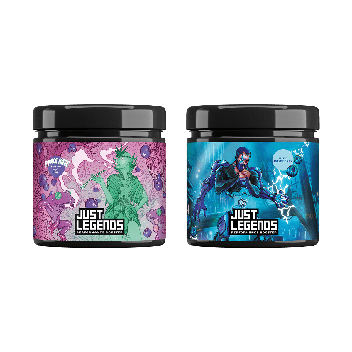 Just Legends Booster Double Pack | Funktionaler, veganer Multipack auf Pulverbasis ohne Zucker, mit wenig Kalorien, vielen Vitaminen und natürlichen Aromen.