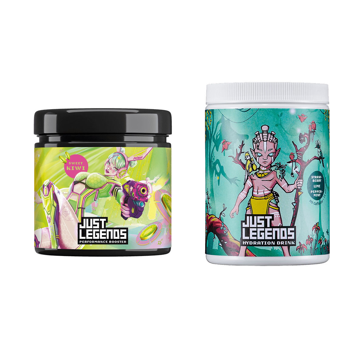 Just Legends Booster & Hydration Pack | Funktionaler, veganer Multipack auf Pulverbasis ohne Zucker, mit wenig Kalorien, vielen Vitaminen und natürlichen Aromen.