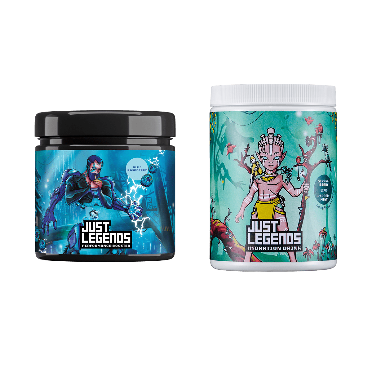 Just Legends Booster & Hydration Pack | Funktionaler, veganer Multipack auf Pulverbasis ohne Zucker, mit wenig Kalorien, vielen Vitaminen und natürlichen Aromen.