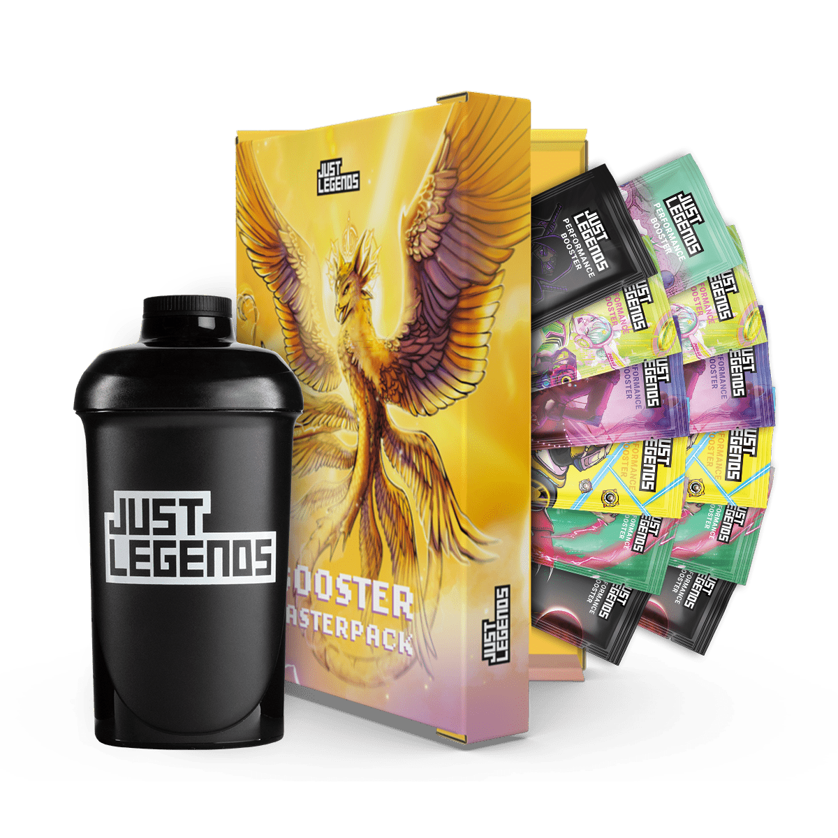 Just Legends Booster Probierpaket | Funktionaler, veganer Taster Pack auf Pulverbasis ohne Zucker, mit wenig Kalorien, vielen Vitaminen und natürlichen Aromen.
