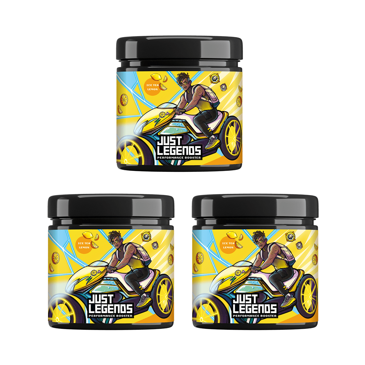 Just Legends Booster Triple Pack | Funktionaler, veganer Multipack auf Pulverbasis ohne Zucker, mit wenig Kalorien, vielen Vitaminen und natürlichen Aromen.