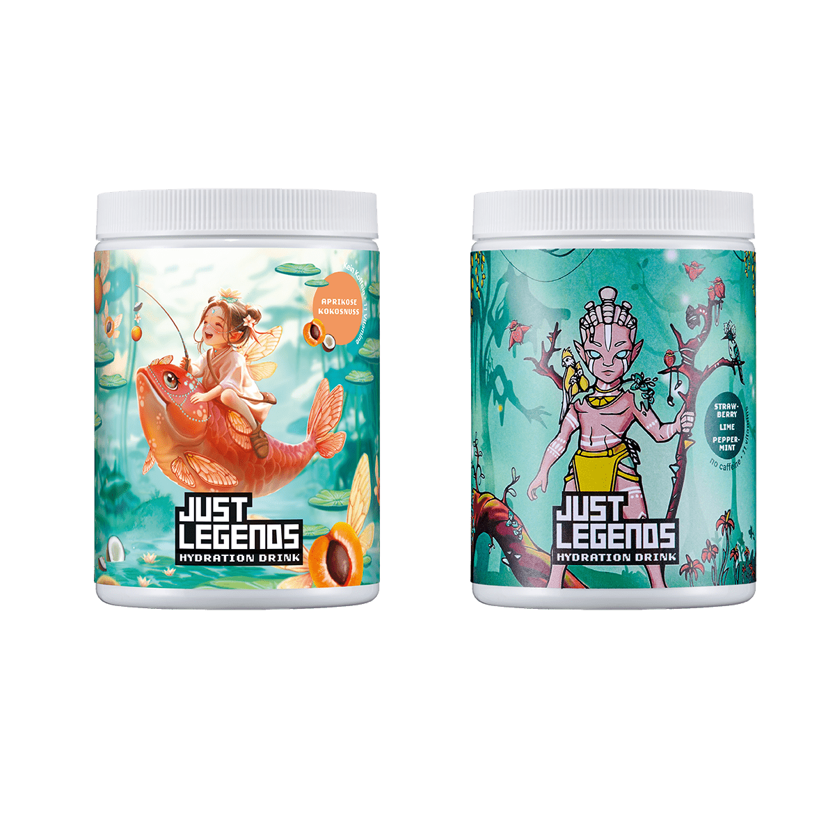 Just Legends Hydration Double Pack | Funktionaler, veganer Multipack auf Pulverbasis ohne Zucker, mit wenig Kalorien, vielen Vitaminen und natürlichen Aromen.