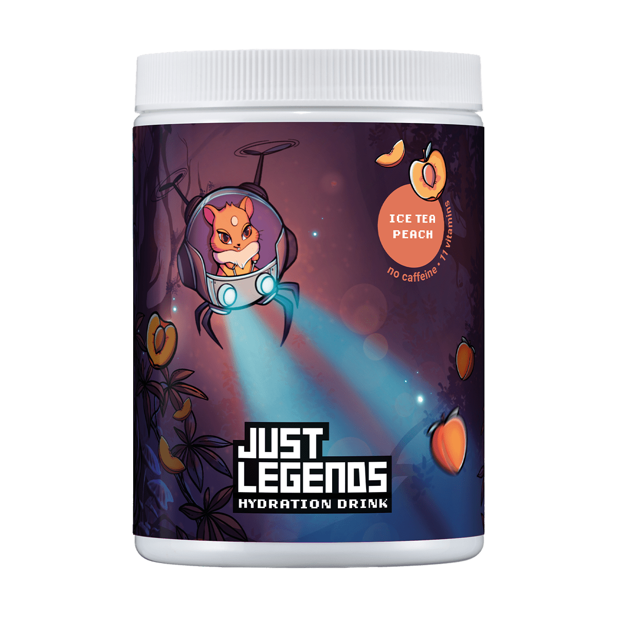 Just Legends Hydration Drink Ice Tea Peach | Funktionaler, veganer Hydration Drink auf Pulverbasis ohne Zucker, mit wenig Kalorien, vielen Vitaminen und natürlichen Aromen.