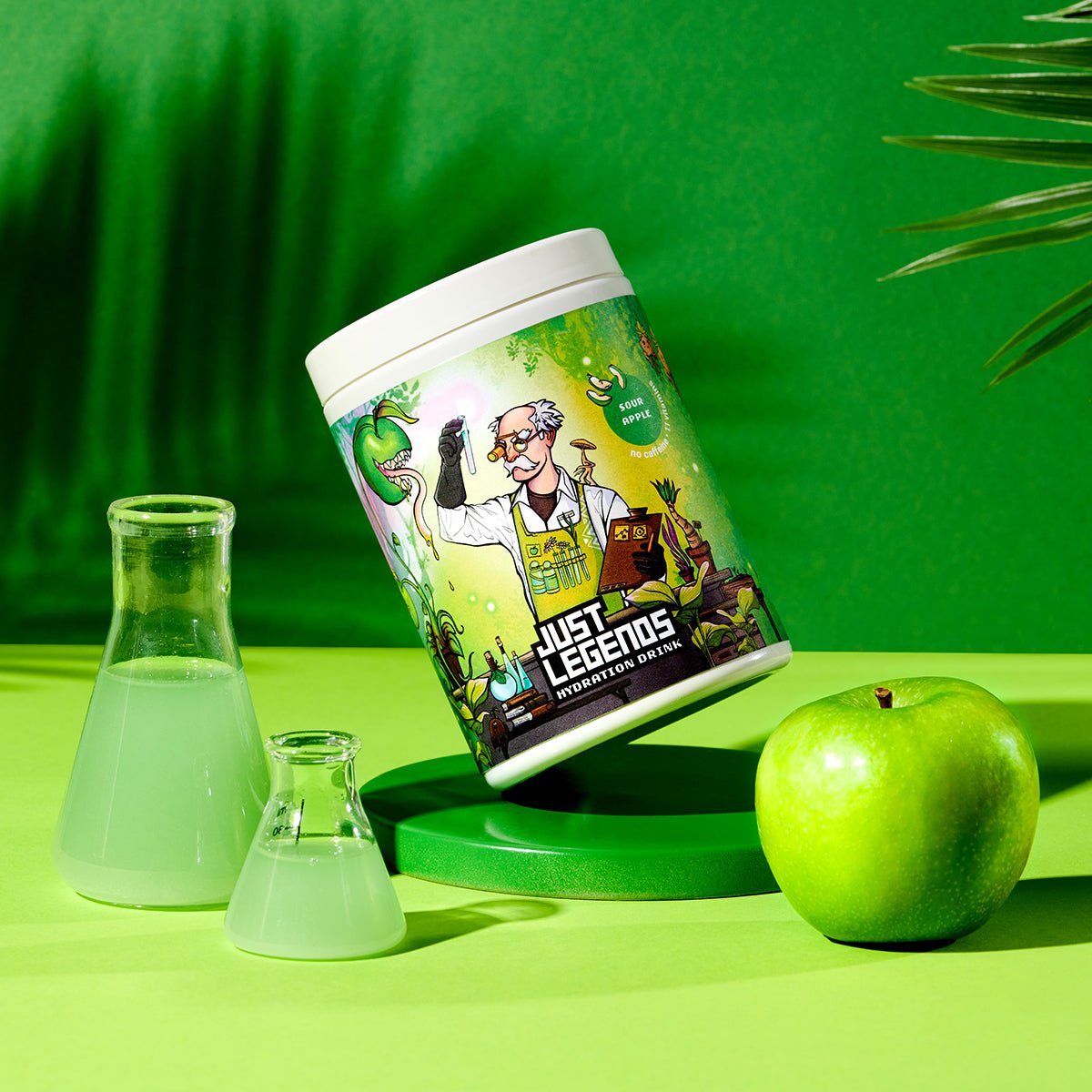 Just Legends Hydration Drink Sour Apple | Funktionaler, veganer Hydration Drink auf Pulverbasis ohne Zucker, mit wenig Kalorien, vielen Vitaminen und natürlichen Aromen.