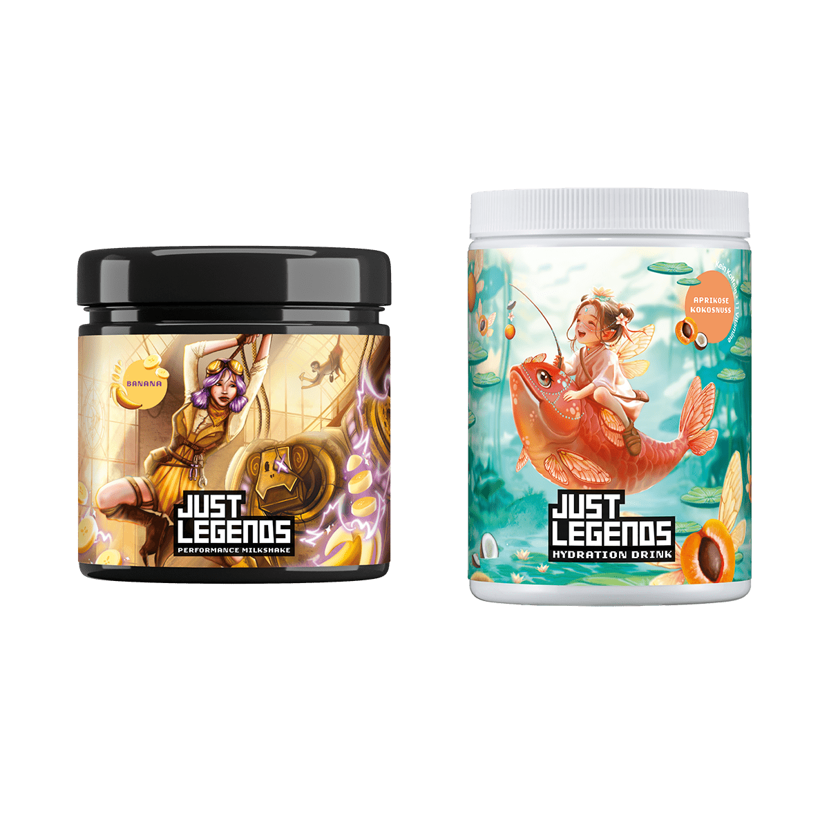 Just Legends Milkshake & Hydration Pack | Funktionaler, veganer Multipack auf Pulverbasis ohne Zucker, mit wenig Kalorien, vielen Vitaminen und natürlichen Aromen.