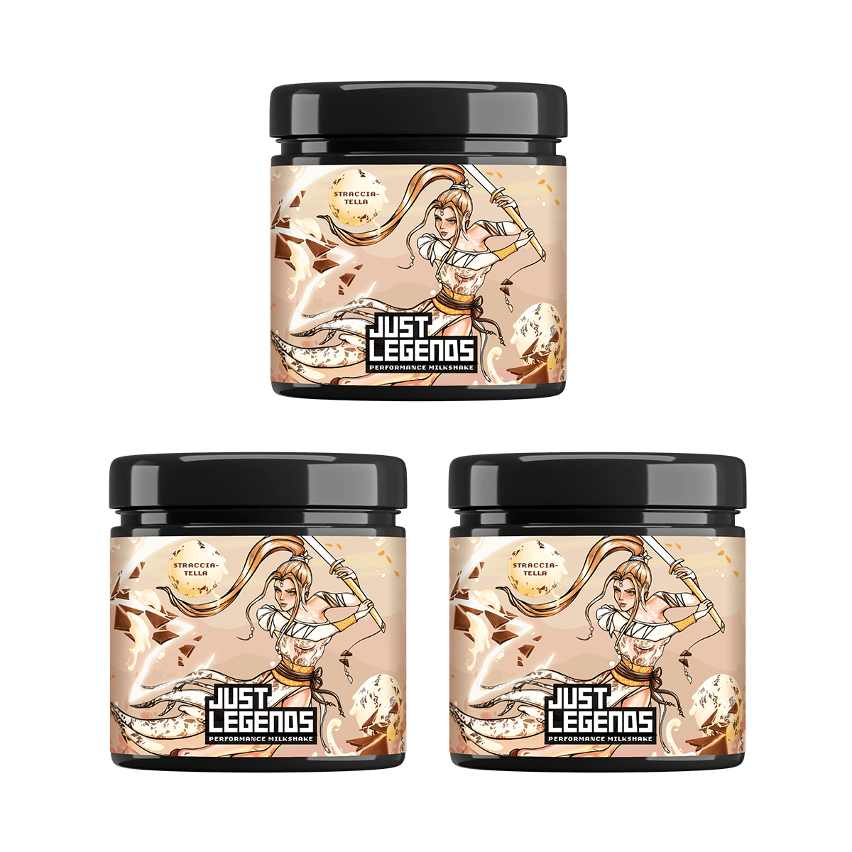 Just Legends Milkshake Triple Pack | Funktionaler, veganer Multipack auf Pulverbasis ohne Zucker, mit wenig Kalorien, vielen Vitaminen und natürlichen Aromen.