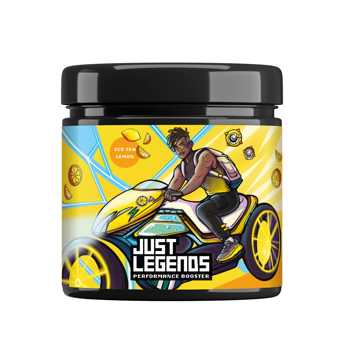 Just Legends Performance Booster Ice Tea Lemon | Funktionaler, veganer Performance Booster auf Pulverbasis ohne Zucker, mit wenig Kalorien, vielen Vitaminen und natürlichen Aromen.